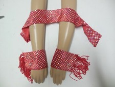 small child velvet hologram cowboy cuffs and hatband red