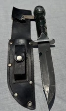 Vintage Survival Hunting Rambo Style Camo Knife Metal Handle Taiwan w/Sheath