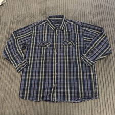 Field Stream Flannel Shirt Mens XXL Blue Plaid Thick Shacket Outdoors Grunge