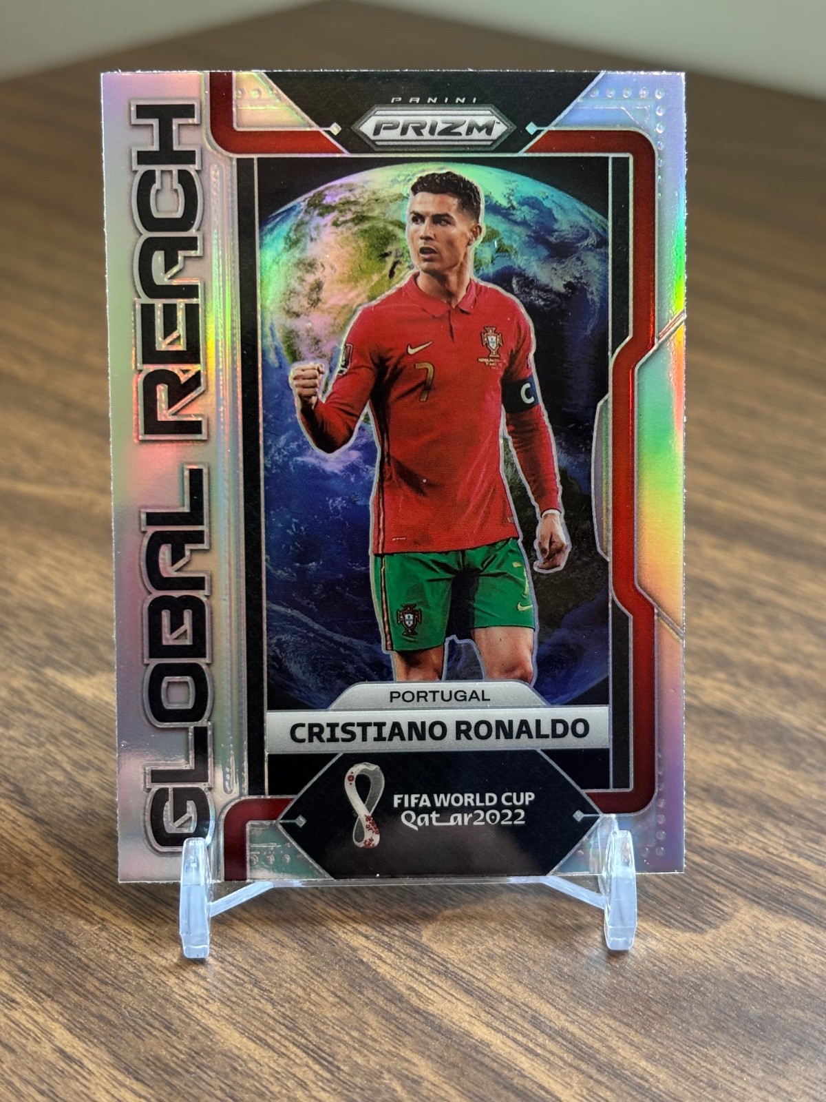 Cristiano Ronaldo 2022 Panini Prizm FIFA World Cup #17 Global Reach Silver Prizm