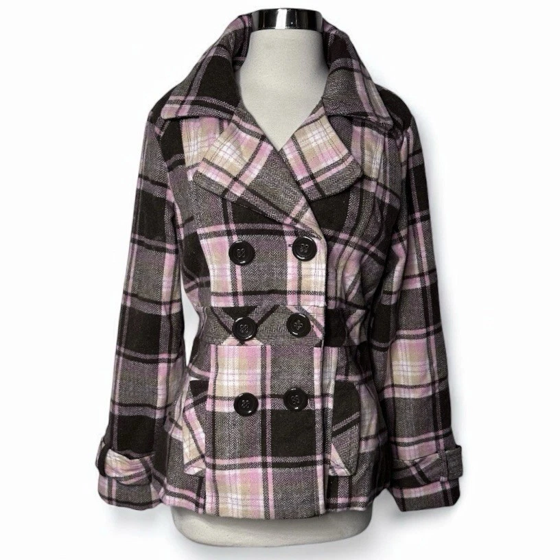 Abrigo De Colección Y2K Talla L Rosa Marrón Mezcla Lana Franela Doble Pecho Gilmore Niñas Foto 3 de 4