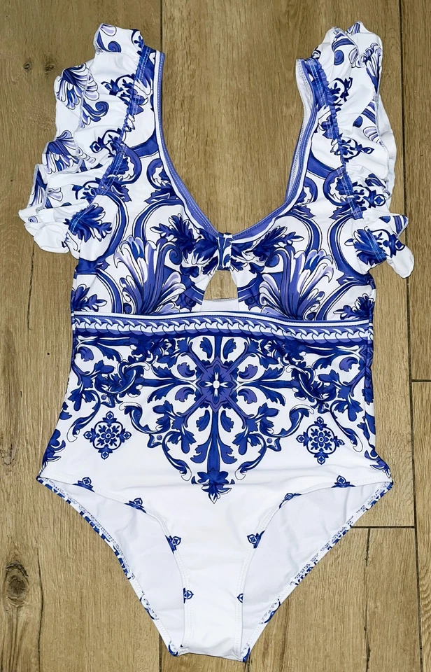 Zweiteiliges Strand Bade Set Badeanzug / Wickelrock Gr. XL 42/44 - Bild 2 von 4