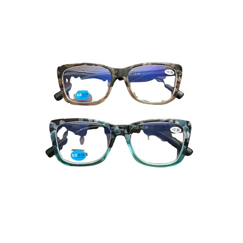 2Pack Blue Light Blocking Reading Glasses +2.50 Readers w/ Cases Blue Filter NEW