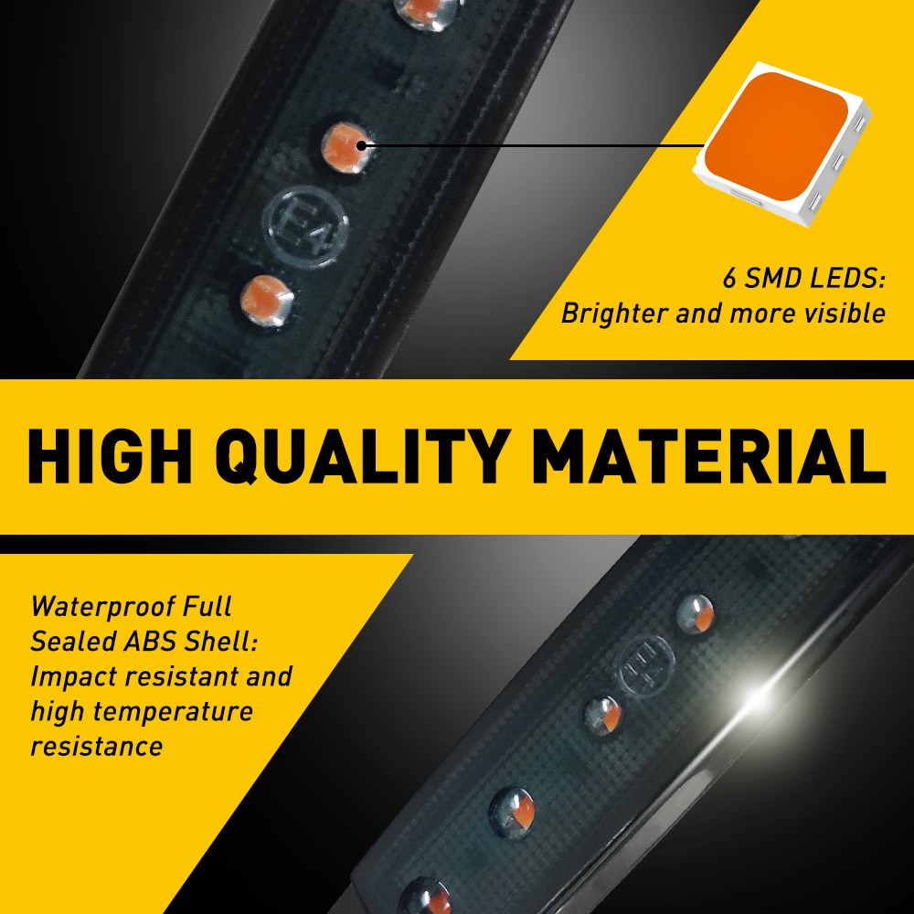 10pcs Truck Trailer Clearance Lights Amber LED Side Marker Light 3.8" Waterproof