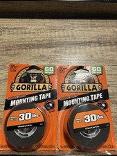 Gorilla Heavy Duty Double Sided Mounting Tape, 1" x 60", Black 2 Pack 