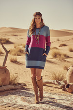 Lauren Sweater Dress - Blue Purple Block