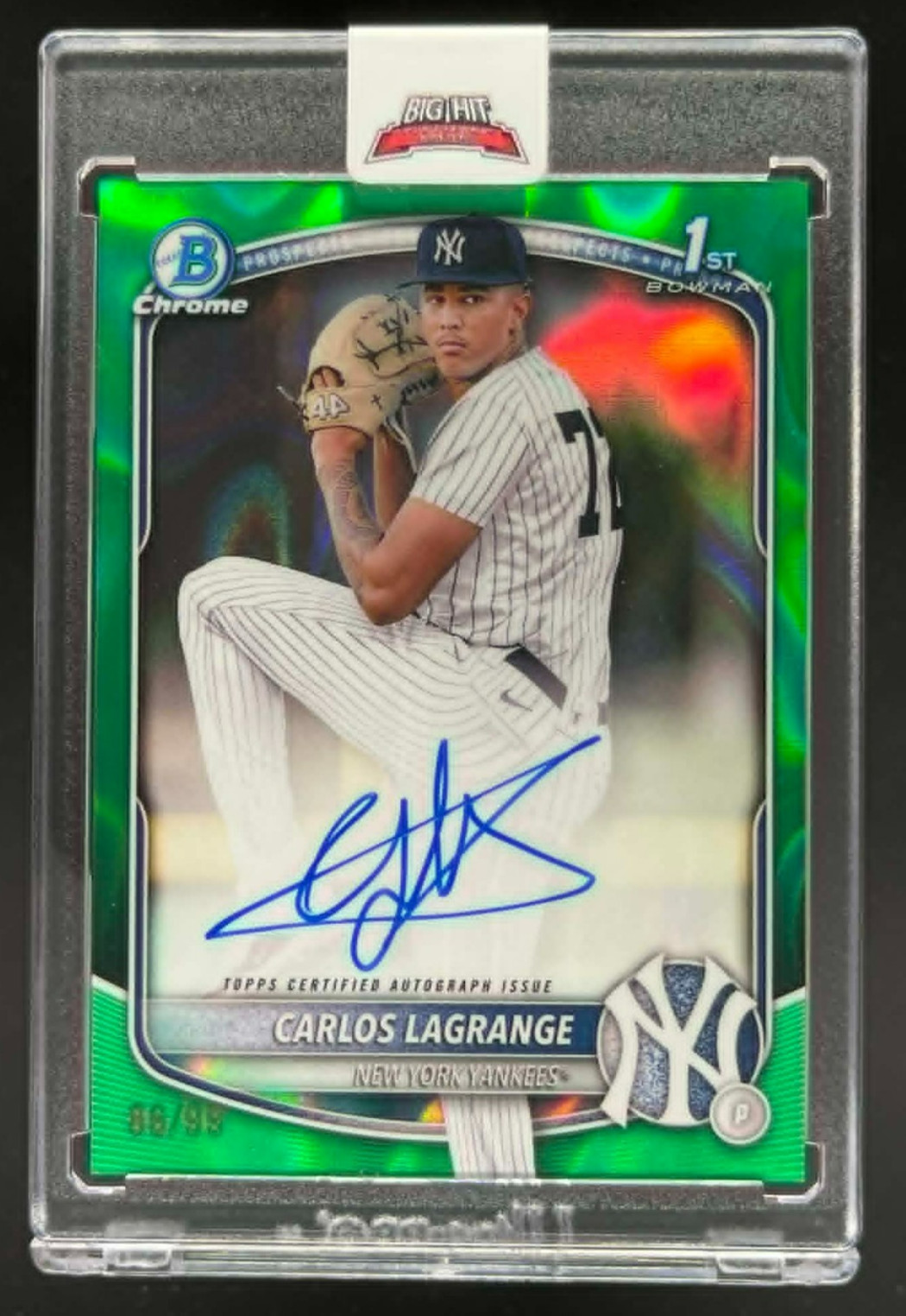 2025 BOWMAN CHROME CARLOS LAGRANGE 1ST BOWMAN AUTO GREEN LAVA #D 86/99 YANKEES