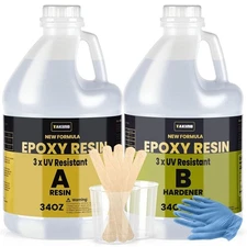TAKIMO 68oz Crystal Clear Resin KitBubble Free & Not Yellowing Epoxy Resin fo...