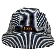 VTG Big Smith Union Made Hickory Stripe Railroad Engineer Cap USA Hat 70-80's
