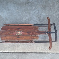 Flexible Flyer No 2G Vintage Wooden Sled Grooved Runners Traditional Brown