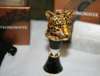 Jay Strongwater Leopard Wine Stopper with Original Holder with both Boxes & Docs
