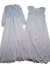 VTG Shadowline Bridal Lilac SILKY Nylon Peignoir MED Robe Nightgown olga esque
