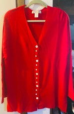 Preston  York Women  s Red Extra Fine Merino Wool Cardigan