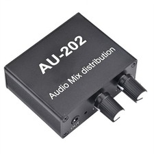 AU-202 2 Input 2 Output Stereo Mixer Audio Distributor for Headphone3127