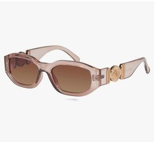 Mosanana Tracer Womens Fashion Rectangle Sunglasses W/ Gold Flower - Clear Brown