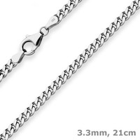 3,3Mm Armband Panzerkette Armschmuck Aus 925 Silber Rhodiniert 21Cm