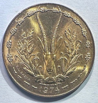 1974 Western African States 10 Francs CFA, UNC/BU