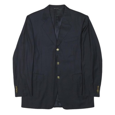 CANALI Herren Marineblau Wolle Klassisch Sakko M Maßgeschneidert Knopf Uni Blazer