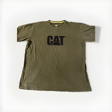 CAT Green Cotton Shirt Black Logo Men's Size XL Shirt Work TEE Caterpillar