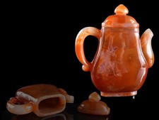 Y5909: XF Chinese Stone jade/jewels Agate TEAPOT Kyusu Sencha