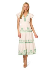 Adrianna Papell Women's Dress Embroidered Cotton White, 10