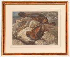 Framed Early 20th Century Watercolour - Still Life of Red Grouse