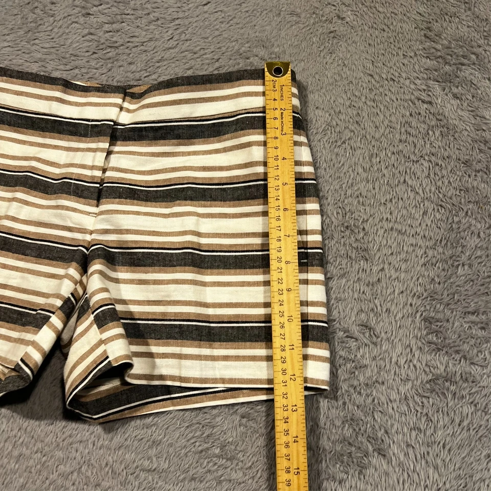 Ann Taylor Devin City Chino Short Women's 0 Linen Blend Striped Casual - Image 3 of 4