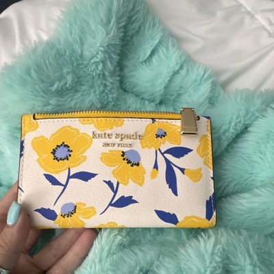 kate spade new york Floral Zip Wallet w/ ID Window Credit Card Slots Yellow