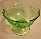 Vintage Federal Georgian LoveBirds Green Uranium Glass Dessert