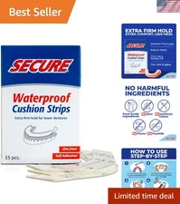 Denture Adhesive Strips – Zinc Free – Waterproof – Comfortable Cushion Fit fo...