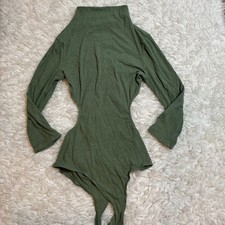 ASTR The Label Olive Green Ribbed Cutout Turtleneck Bodysuit Long Sleeve Size S