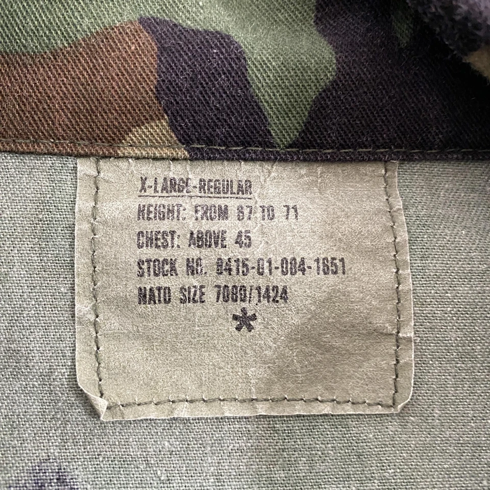 Vintage US Army BDU Jacket Mens XL Regular Woodland Camo Combat Coat 80s - Image 3 of 4