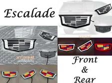 Fits 15-20 Cadillac Escalade Silver Multi Color LED Front Grille Rear Emblem Set