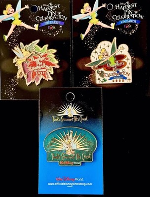3 LE Logo Pins-Tinker Bell-Disney Event-Summer Pin Quest-Happiest Celebration