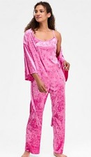 I.N.C. International Concepts Women's 3-Pc. Crushed Velvet Pajama Set Large NWT