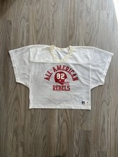 Vintage 80s Russell Athletic Jersey Football Mesh Crop White Size M