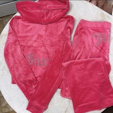 Juicy Couture y2k pink party velour rhinestone bling tracksuit size medium M New