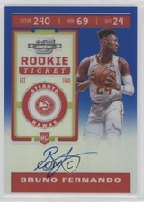2019-20 Contenders Optic Rookie Ticket Blue Prizm 57/99 Bruno Fernando Auto 0l1