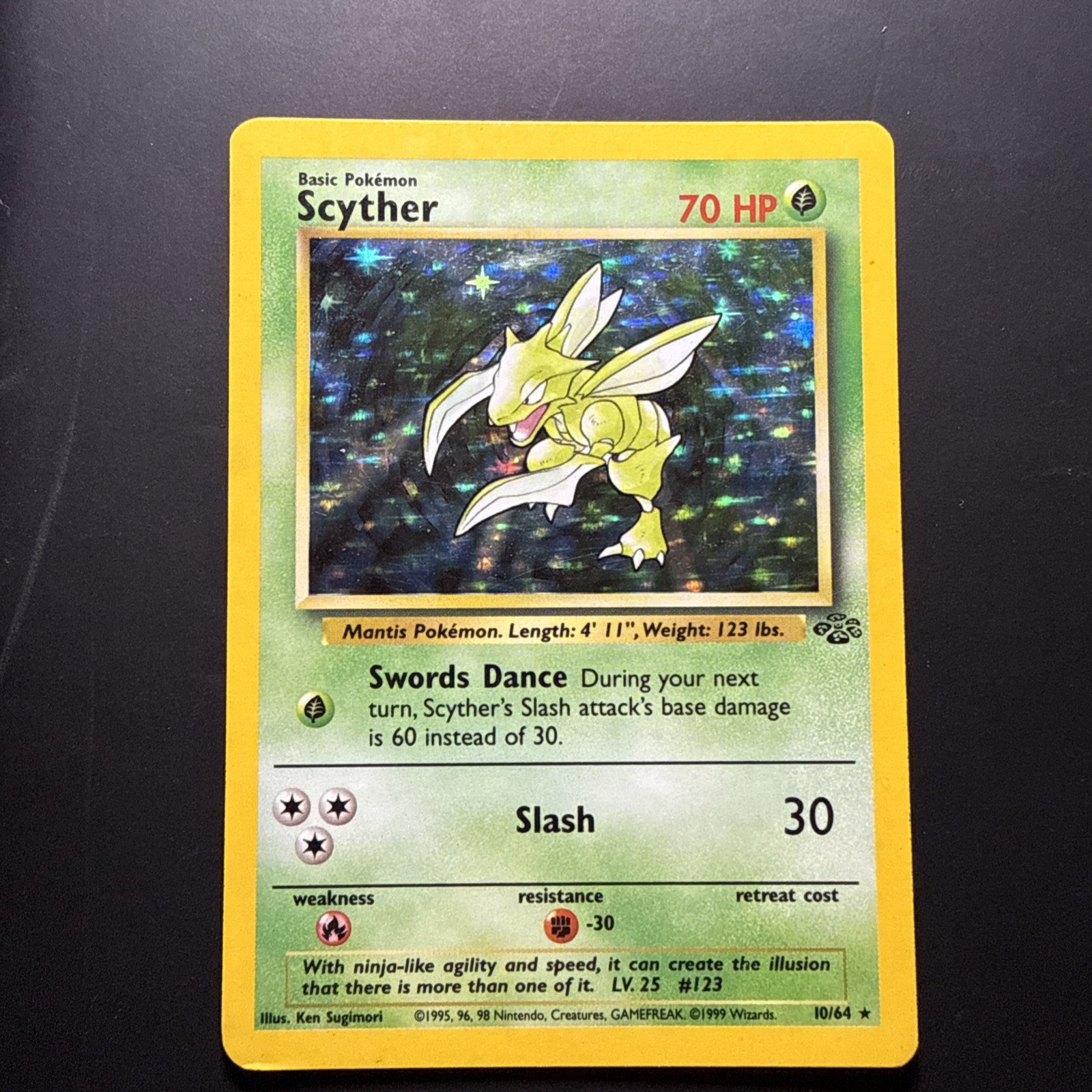 Pokémon TCG Scyther Jungle 10/64 Holo Unlimited Holo Rare LP