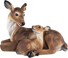 14.9 Inch Mother and Fawn Deer Statue & Deer Decoy - Outdoor Garden Lawn Decorat