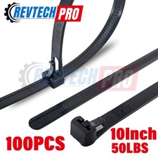 100 Pcs 10" Releasable Heavy Duty Nylon Cable Zip Ties 50 Lbs Black  