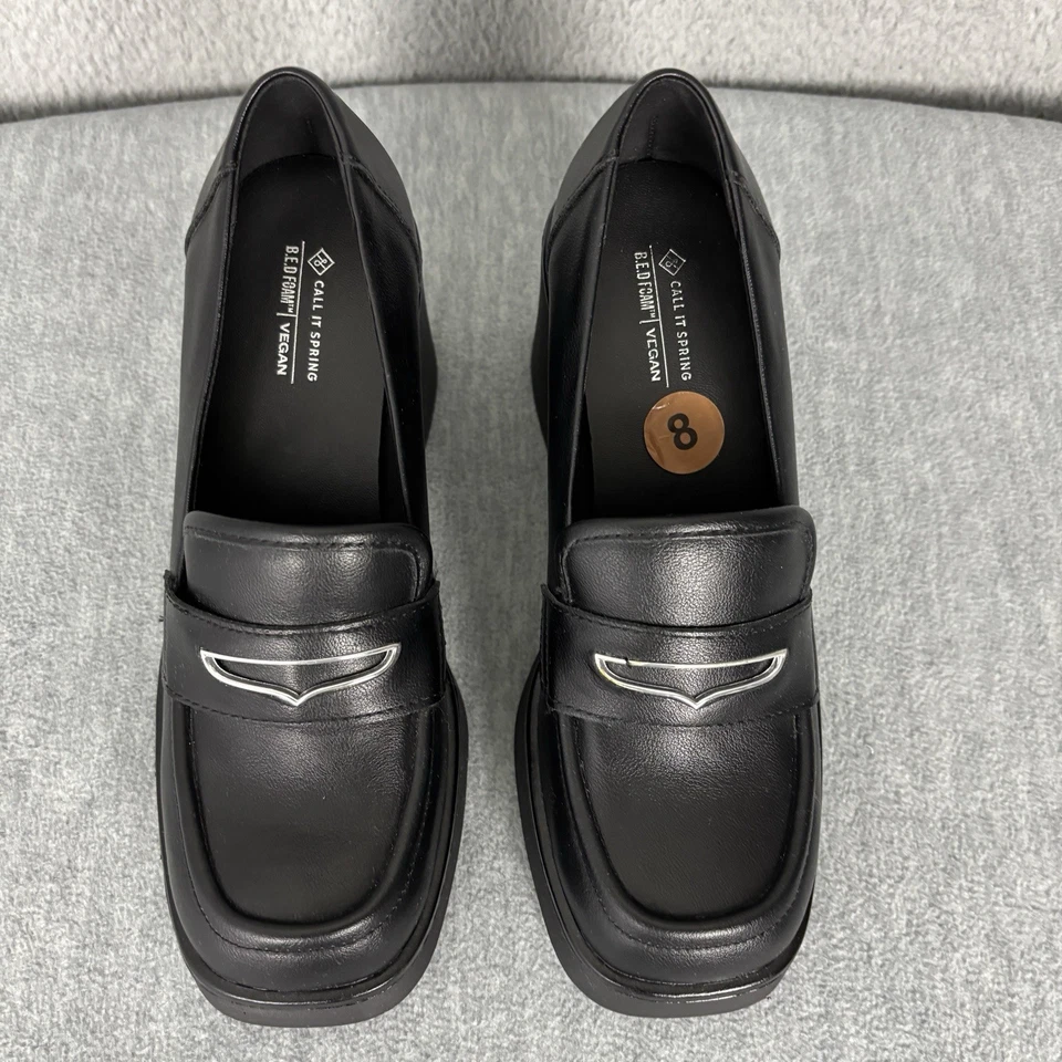 Call It Spring Black Chunky Lug Loafers Shoes Slip On Size 8 Platform Y2K Goth - Image 4 of 4