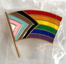 Progressive Rainbow Flag Tac Lapel Pin LGBTQ Transgender BIPOC Ally NEW