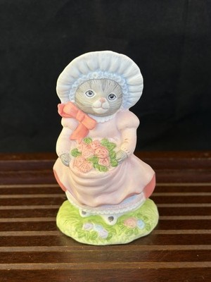 Kitty Cucumber Figurine Summer s Here Holding Flowers