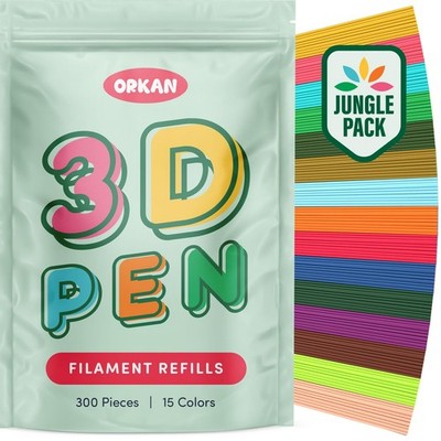 300 x 3D Pen Filament Refills | Only with The 3Doodler Start+ | 15 Jungle Col...