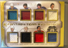 2014-15 ITG Used Fantasy Team 8's Gold 3/15 Sakic Fleury Lidstrom Forsberg HOF