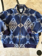 Vintage Pendleton Indian Navajo Print FUZZY Wool Bomber Style Jacket Men's L