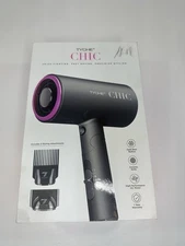 Tyche Chic Hair Dryer Cold Shot Ceramic Gray Blow Dryer Messing One Attachment