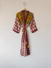 Nightwear Dressing Gown, Gift For Her Sale  Patchwork Kimono ,With Belt Boho 686
