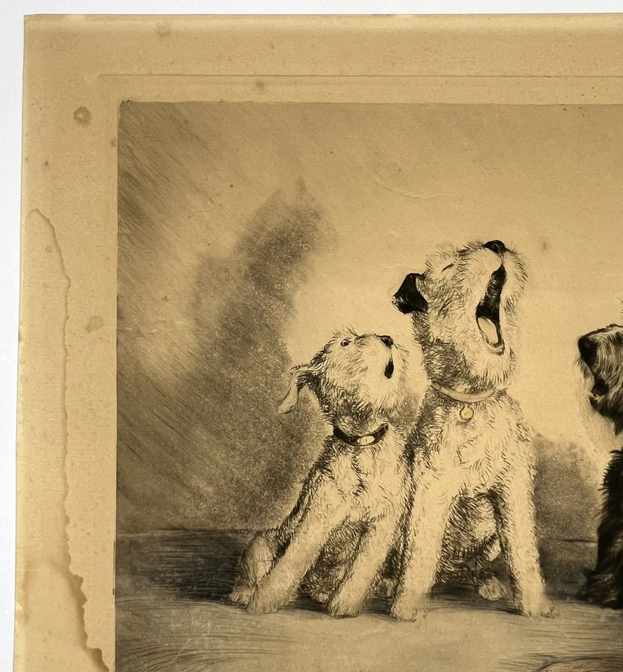 Gravure Art Déco Louis Icart Accord Parfait Femme Chiens Scottish Terrier 1932 - Photo 3/4